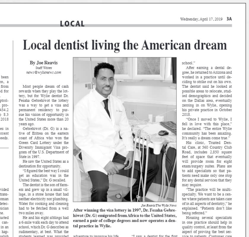 Dr. G in the local newspaper